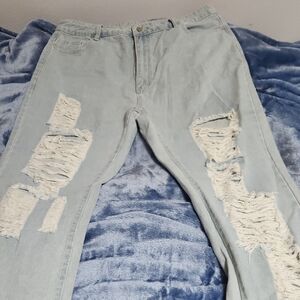 Light Blue Distressed Women Jeans